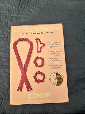 Conair Curls & Waves 2-in-1 Heatless Hair Curler Set Red & Pink